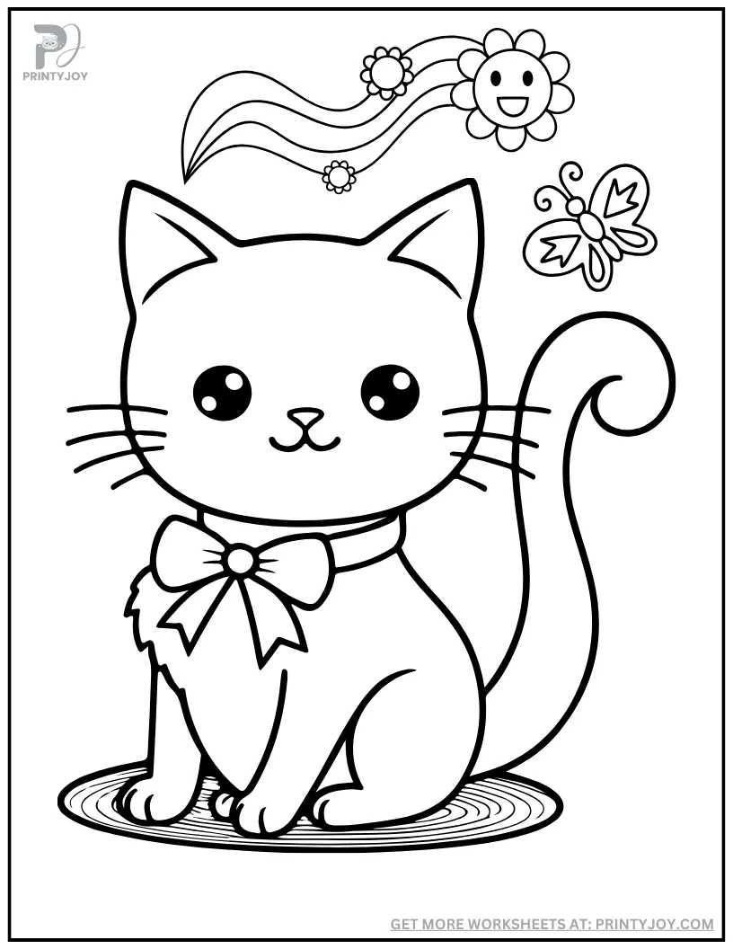 cute cat coloring page printable pdf