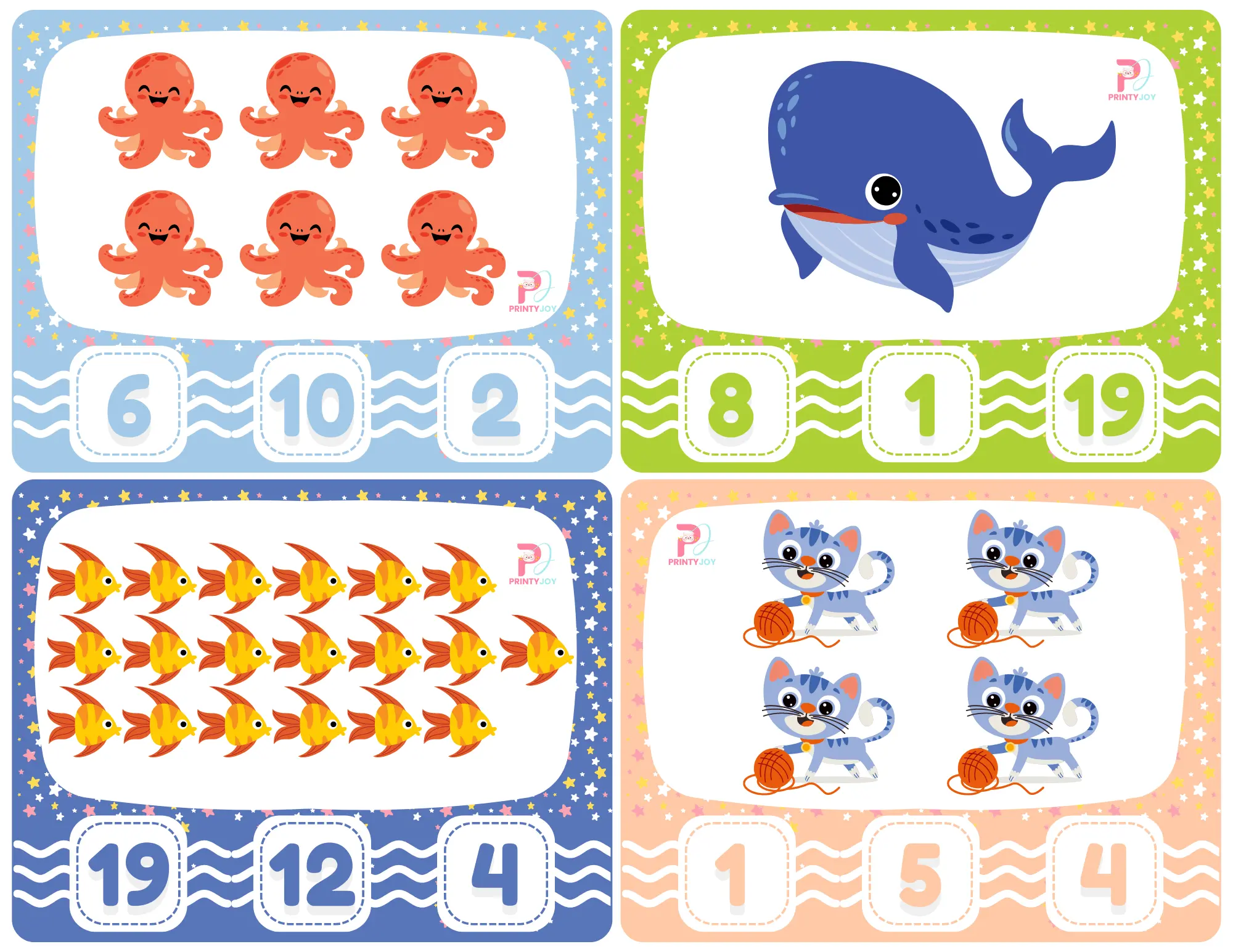 Count and Clip Cards Animals Printable