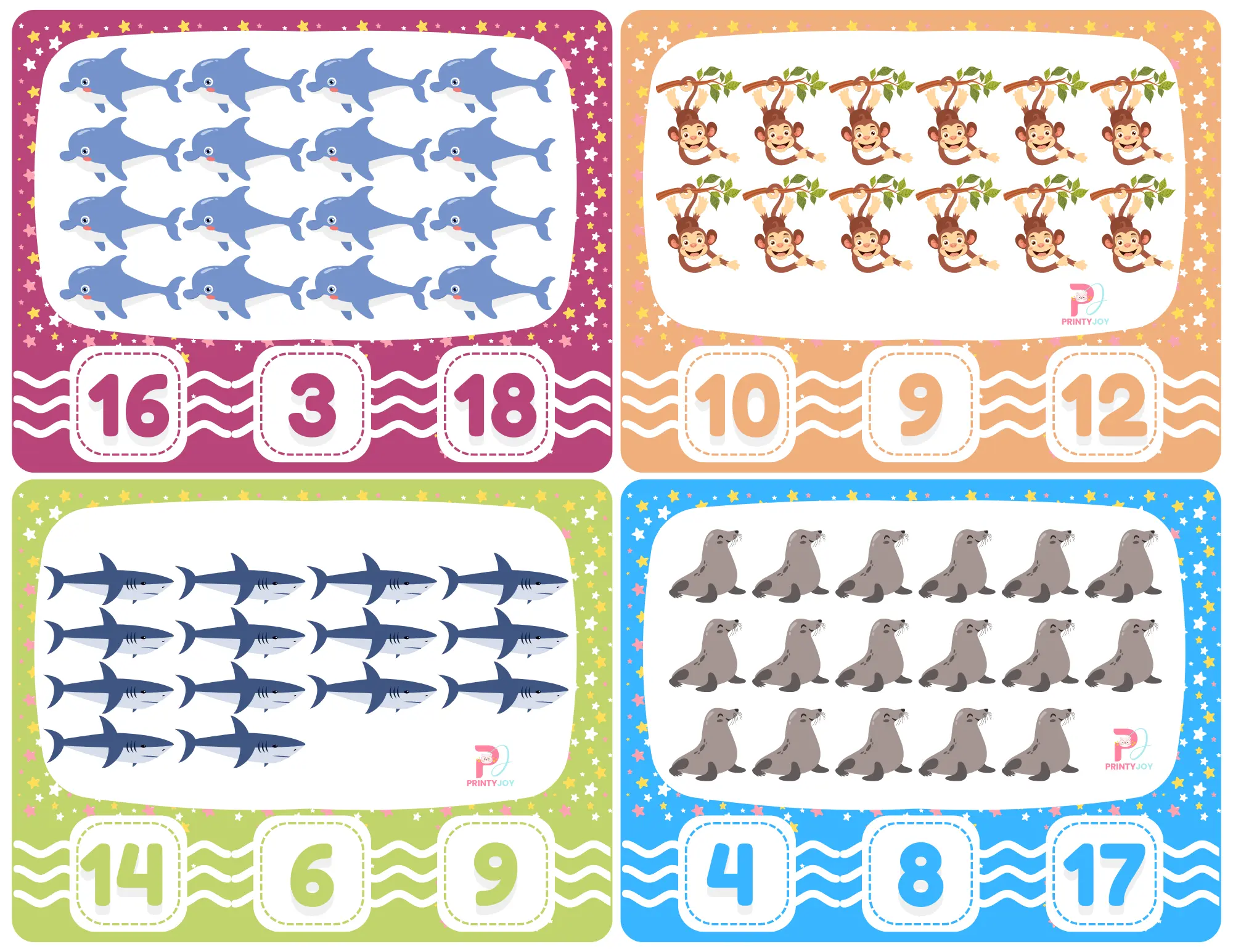 Count and Clip Cards Animals PDF