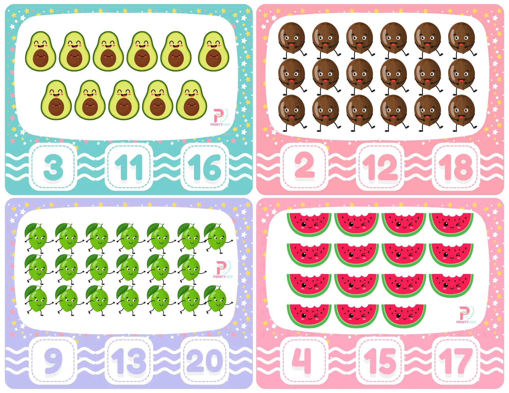 Count and Clip Cards Fruits Printable