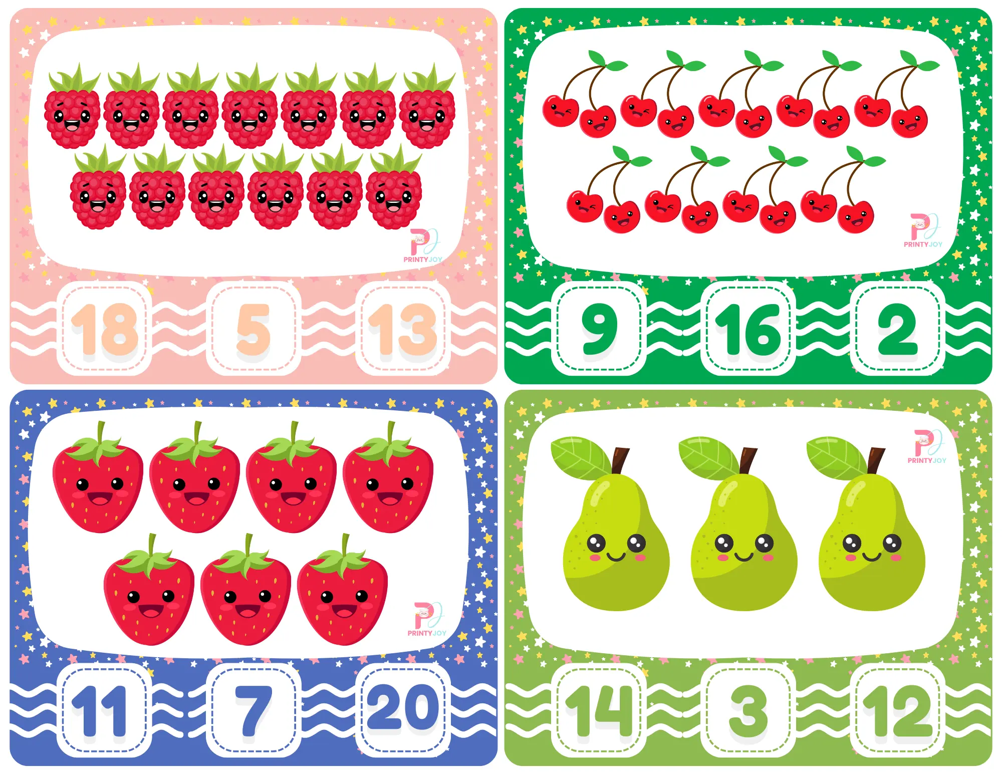 Count and Clip Cards Fruits Printable