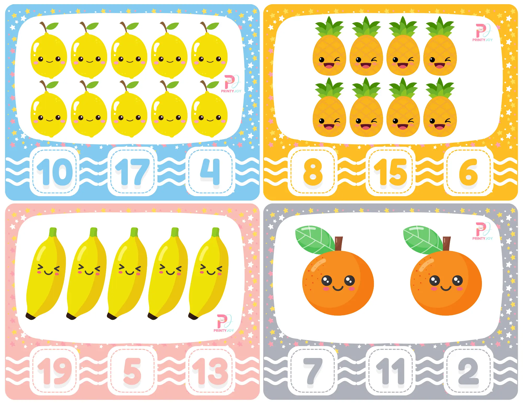 Count and Clip Cards Fruits Printable