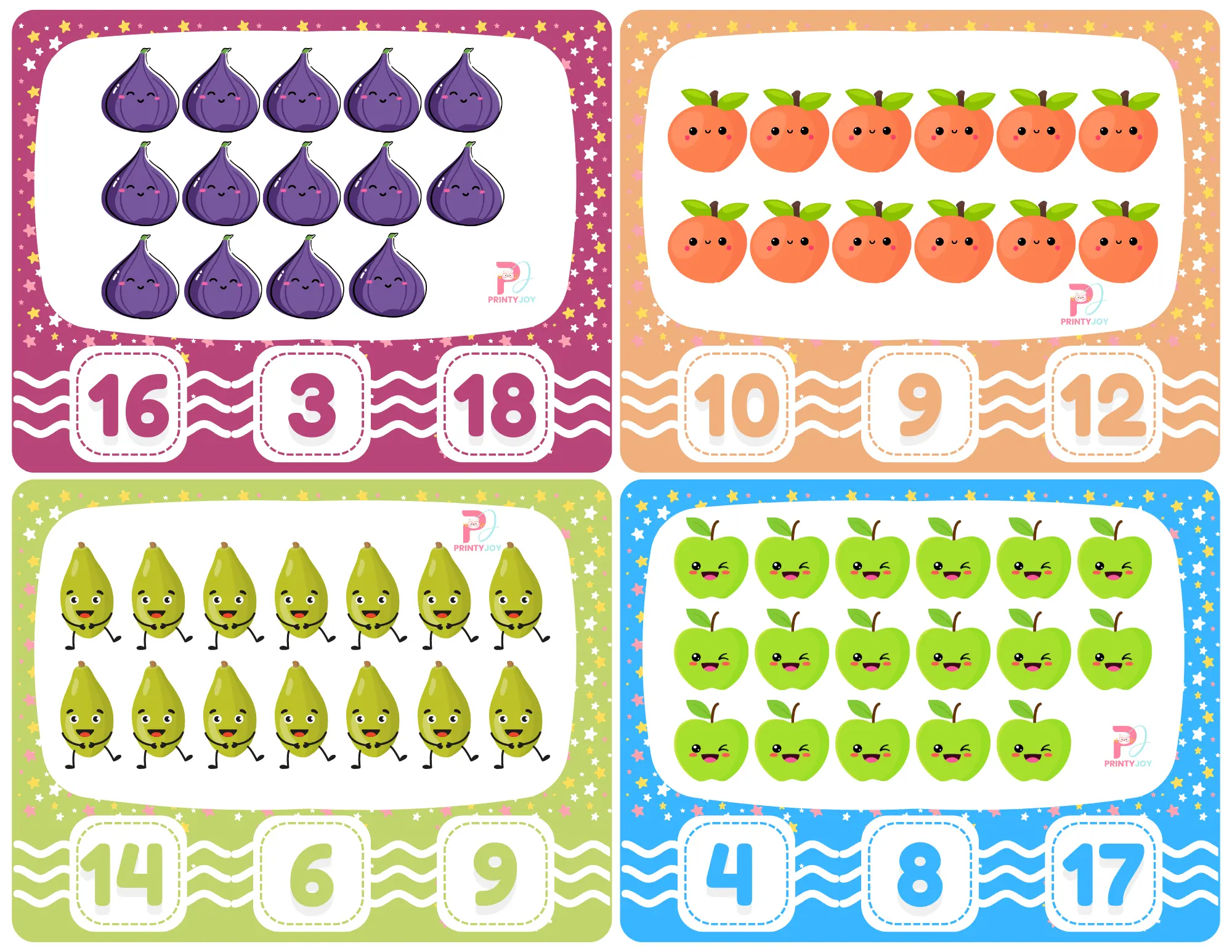 Count and Clip Cards Fruits PDF