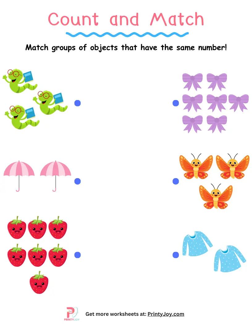 Count and Match Worksheets 1-10 Free Printable