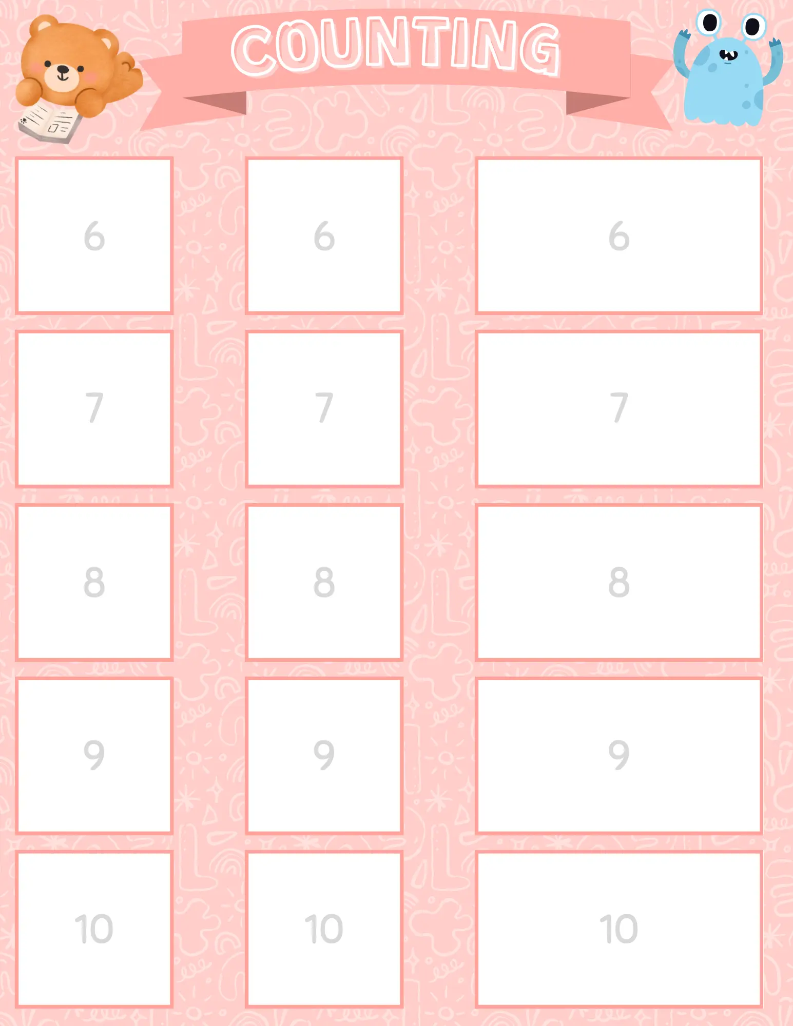 Counting Activity For Preschoolers Free Printable