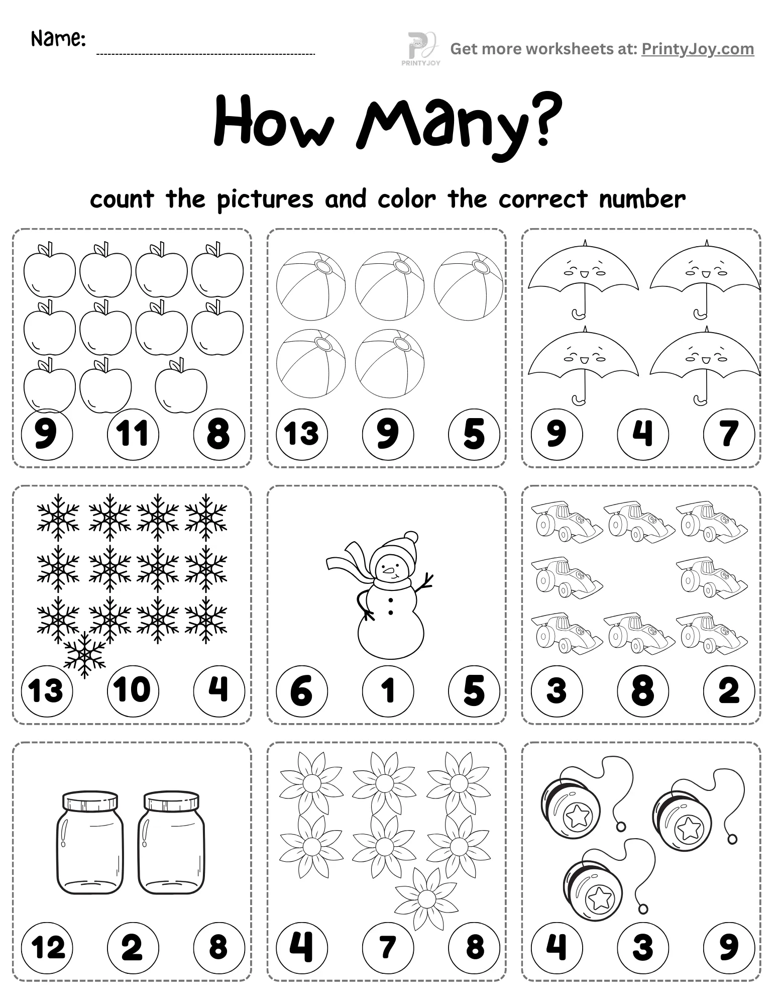 Counting Objects Worksheets PDF Free Download