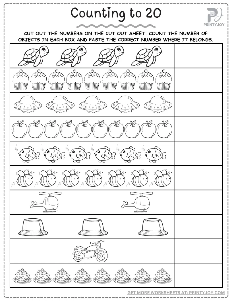 Counting to 20 Worksheets for Preschool