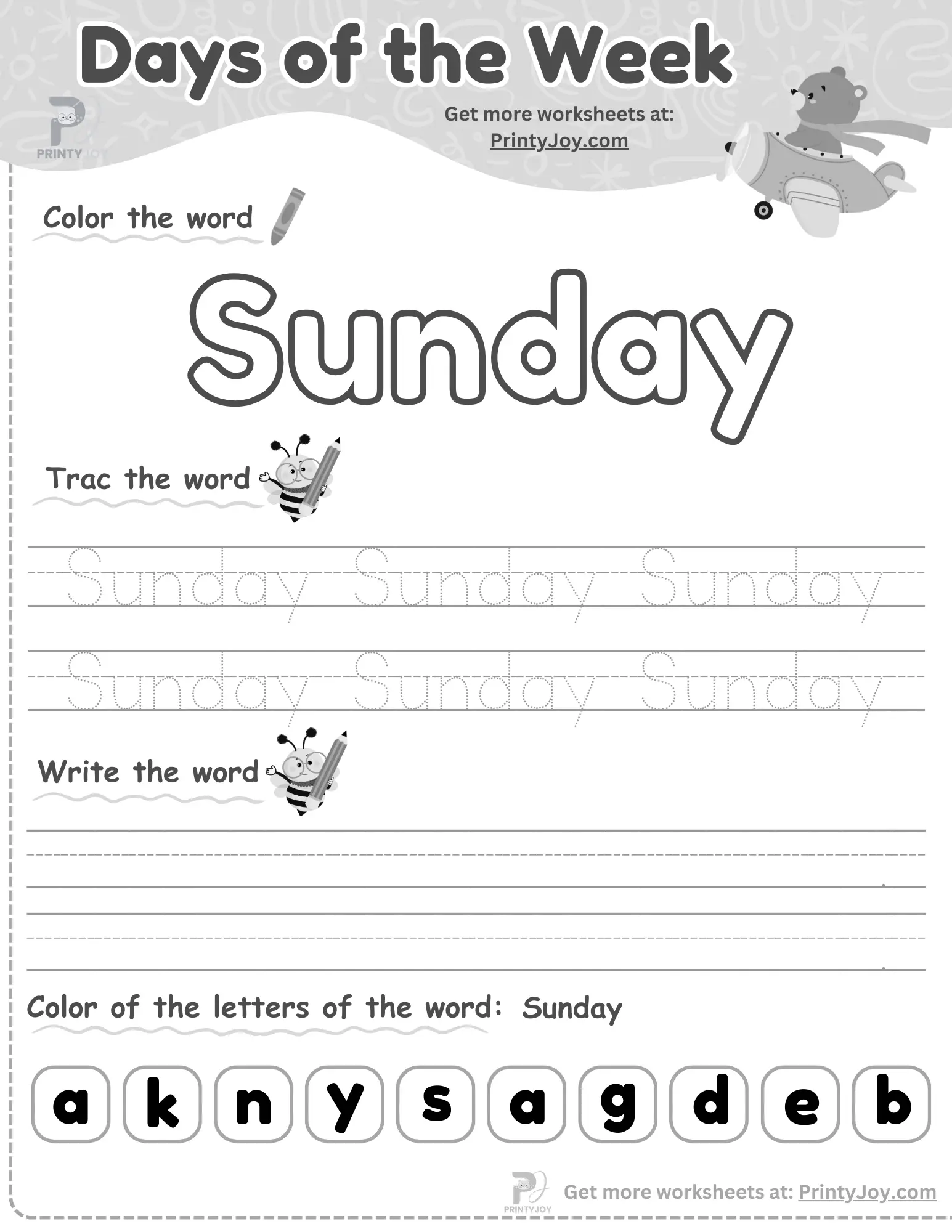 Days of the Week Worksheets PDF Free