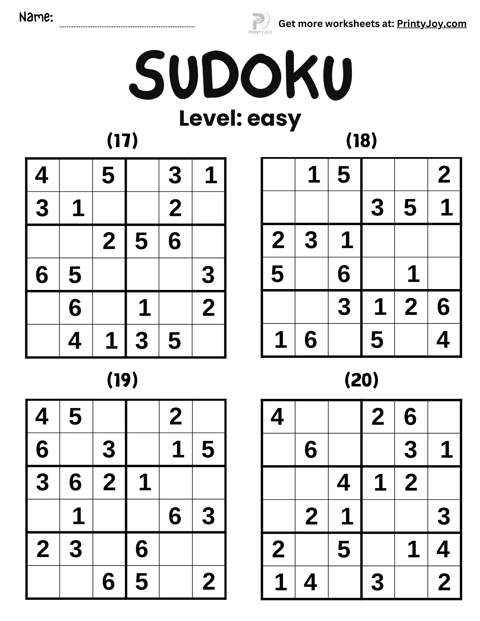 Simple Sudoku for Kids PDF
