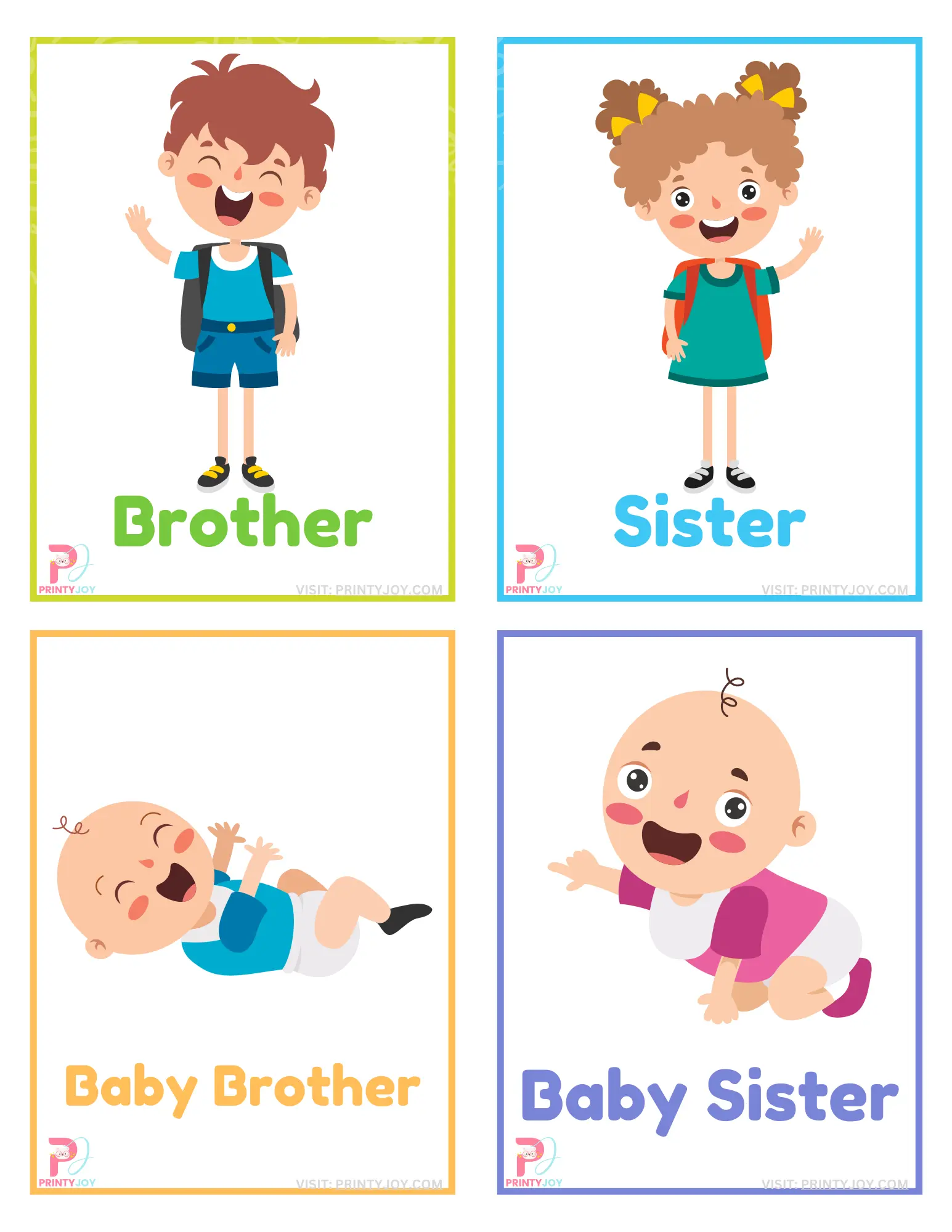 Family Members Flashcards for Kindergarten