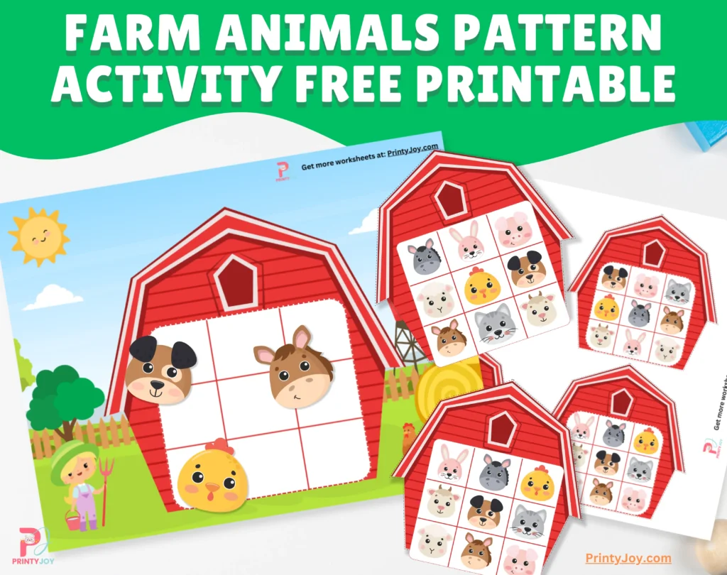Farm Animals Pattern Activity Free Printable