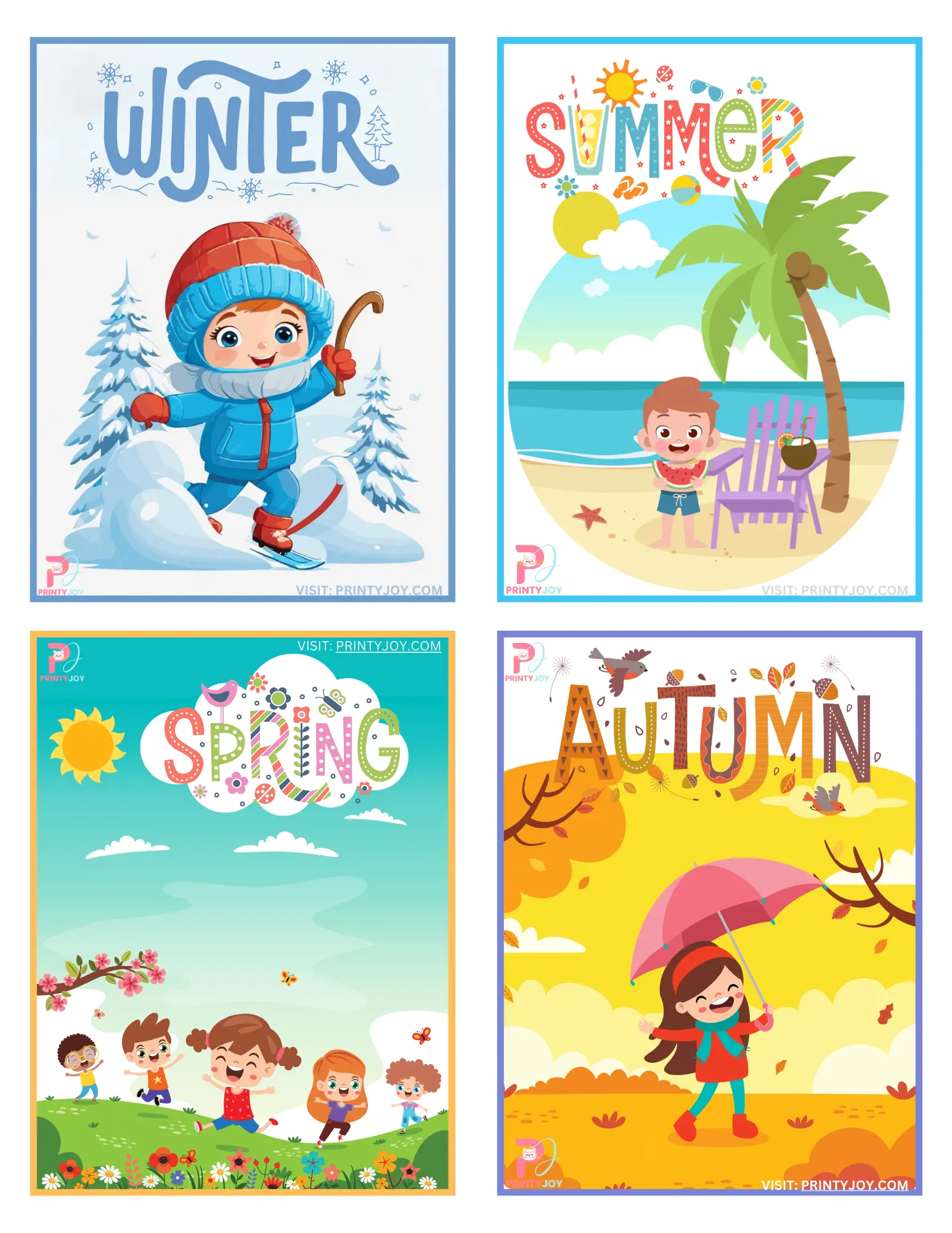 Four Seasons Flashcards Free Printable download pdf