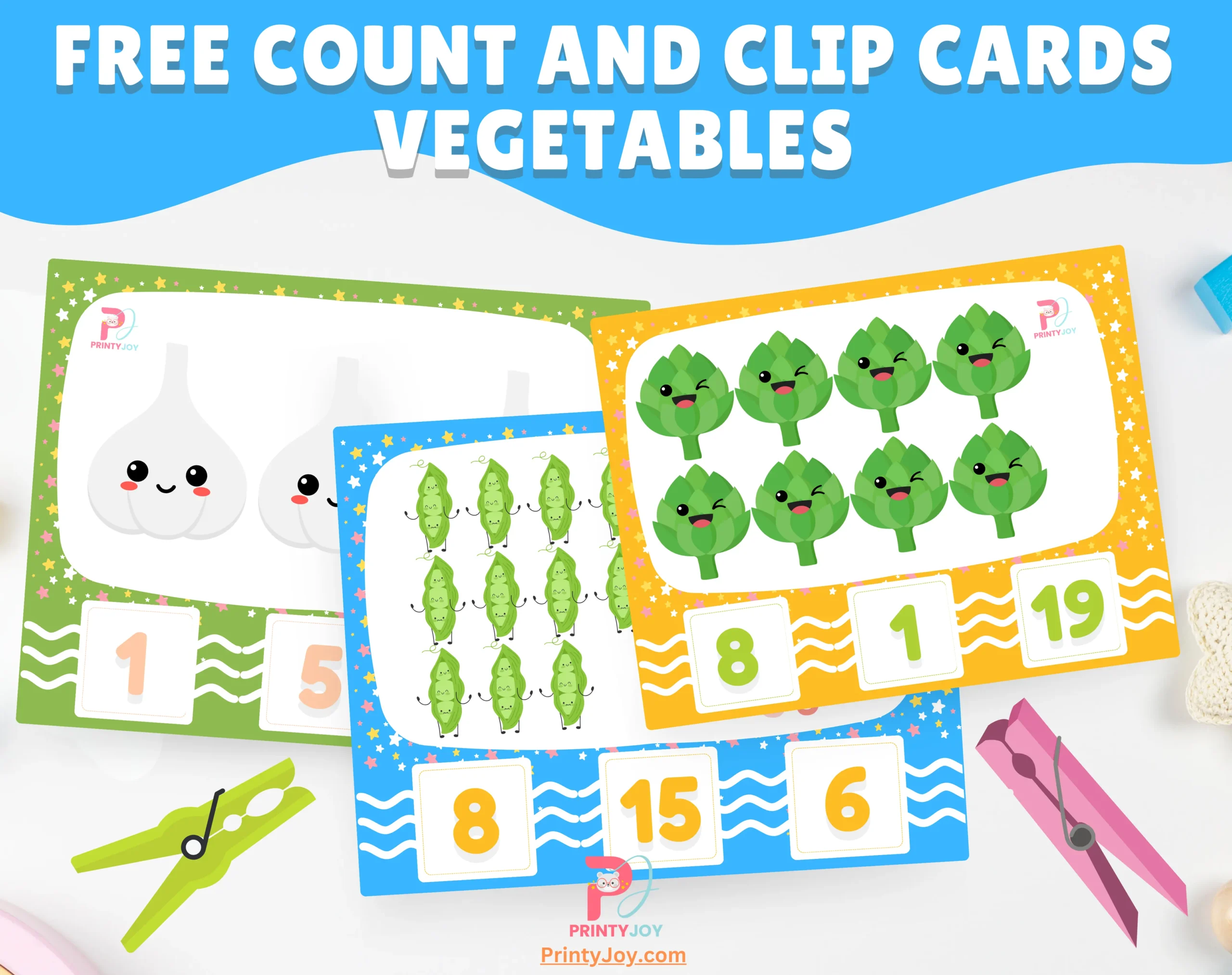 Free Count and Clip Cards Vegetables