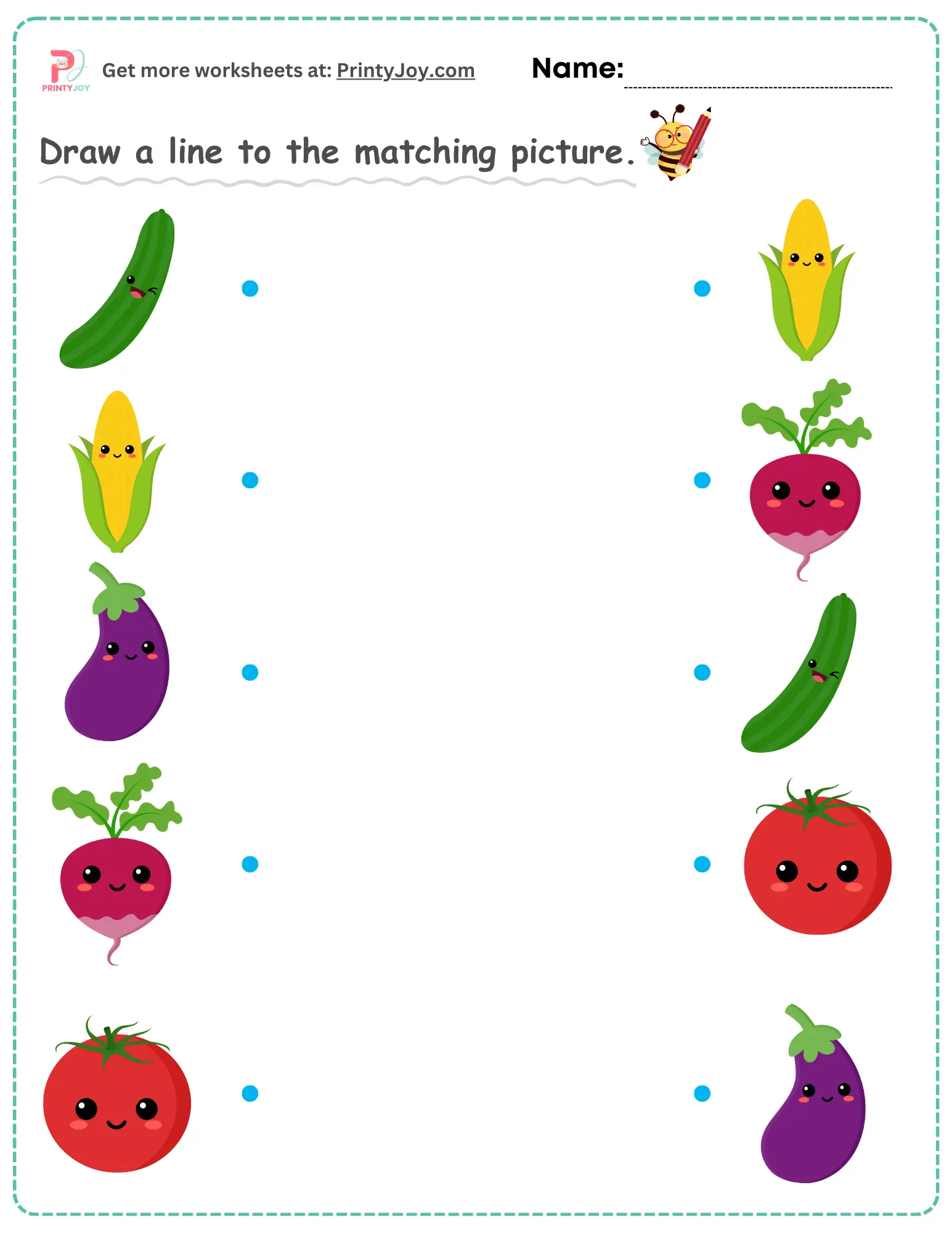 Free Printable Matching Worksheets, vegetables matching worksheets