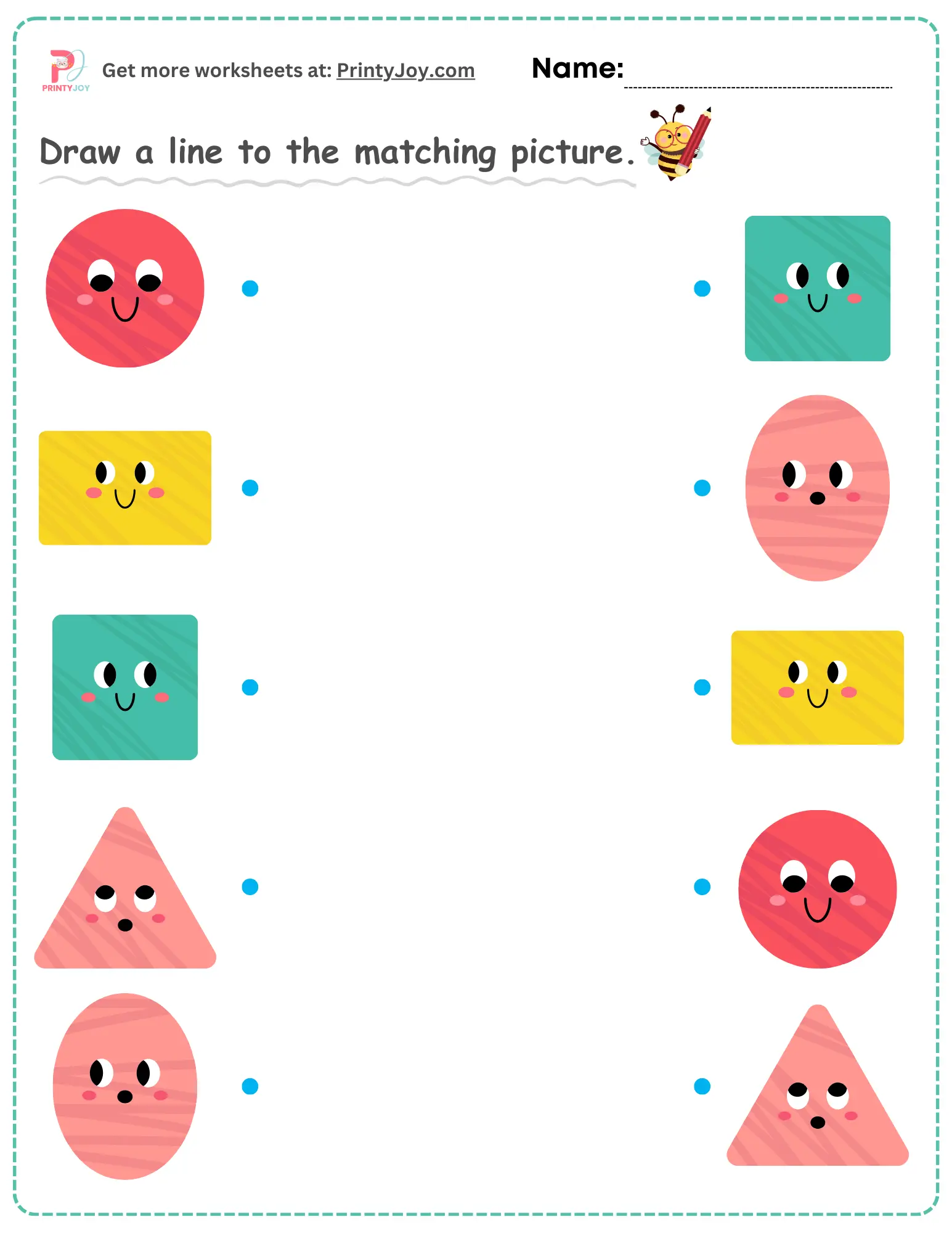 shapes matching worksheets for kids free download