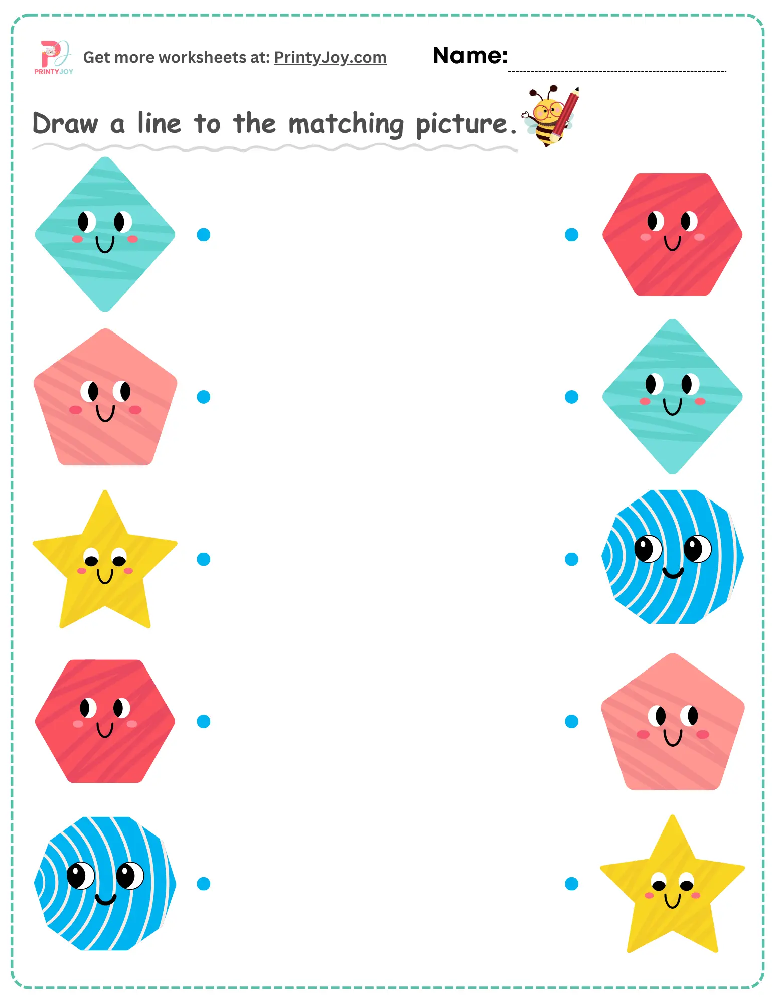 shapes matching worksheets for kids free download