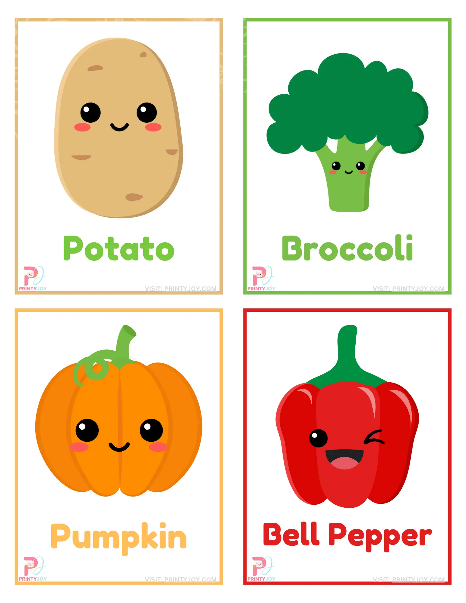 Free Vegetable Flashcards For Kids