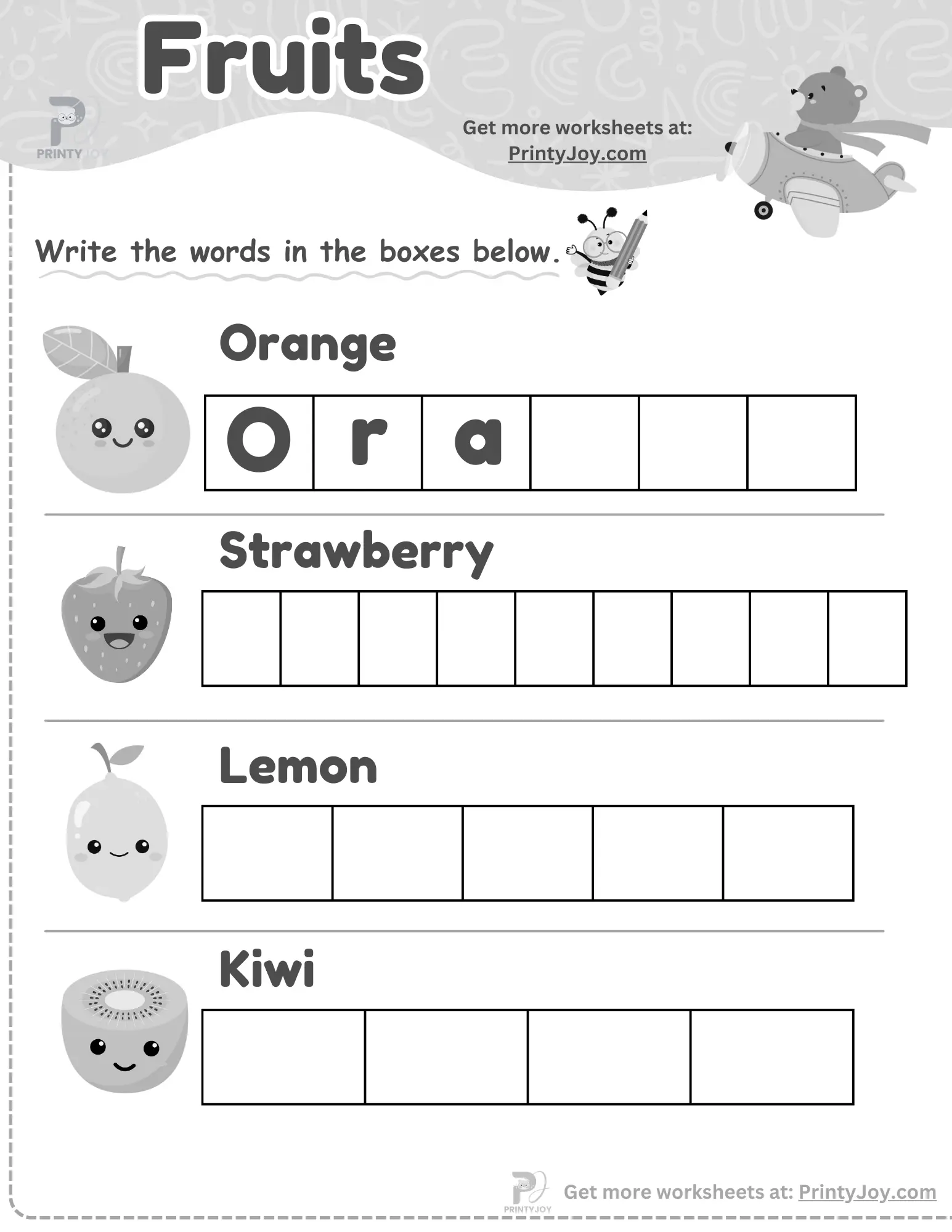 Fruits Worksheets For Kindergarten Free