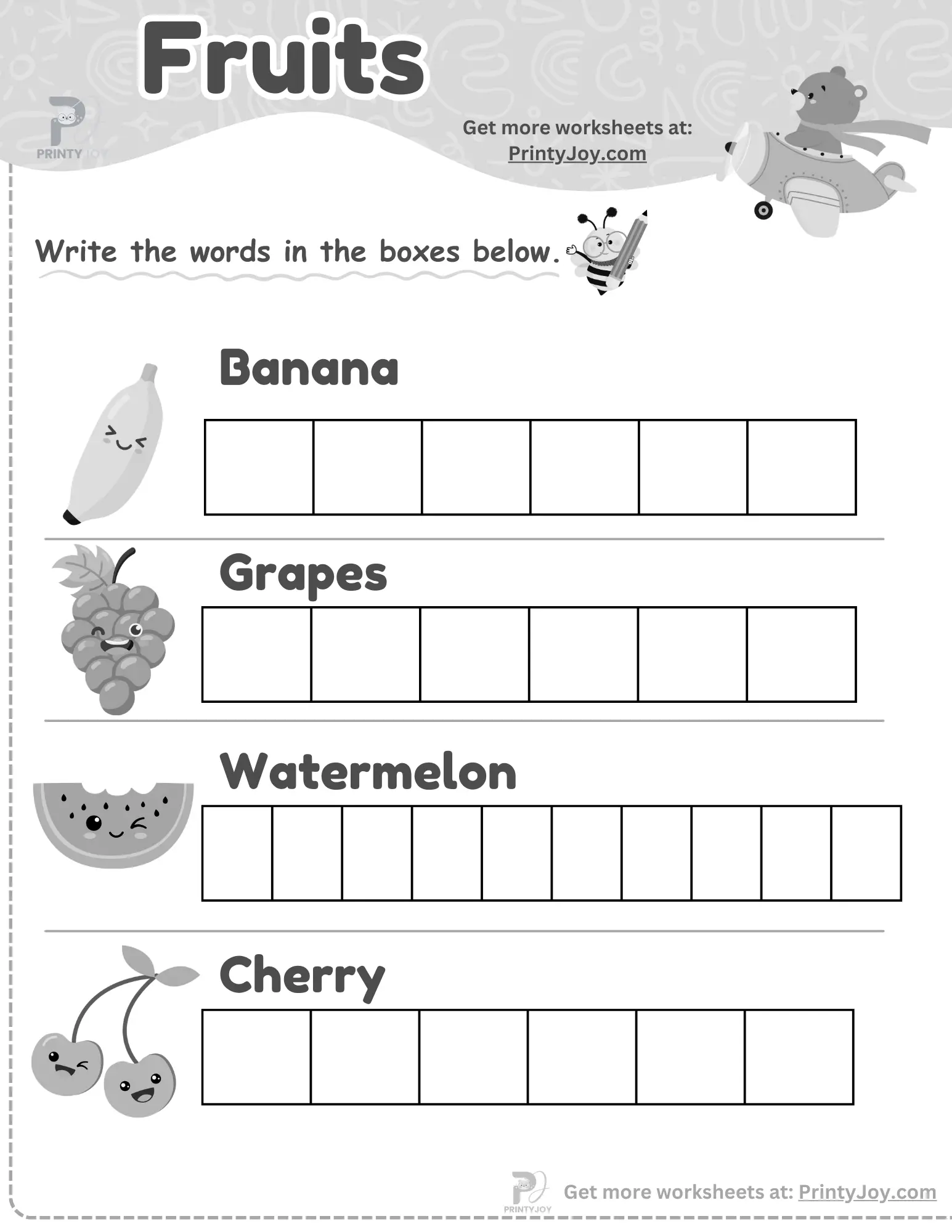 Fruits Worksheets For Kindergarten Free