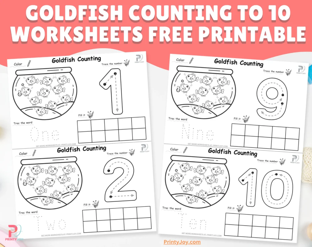 Goldfish Counting to 10 Worksheets Free Printable