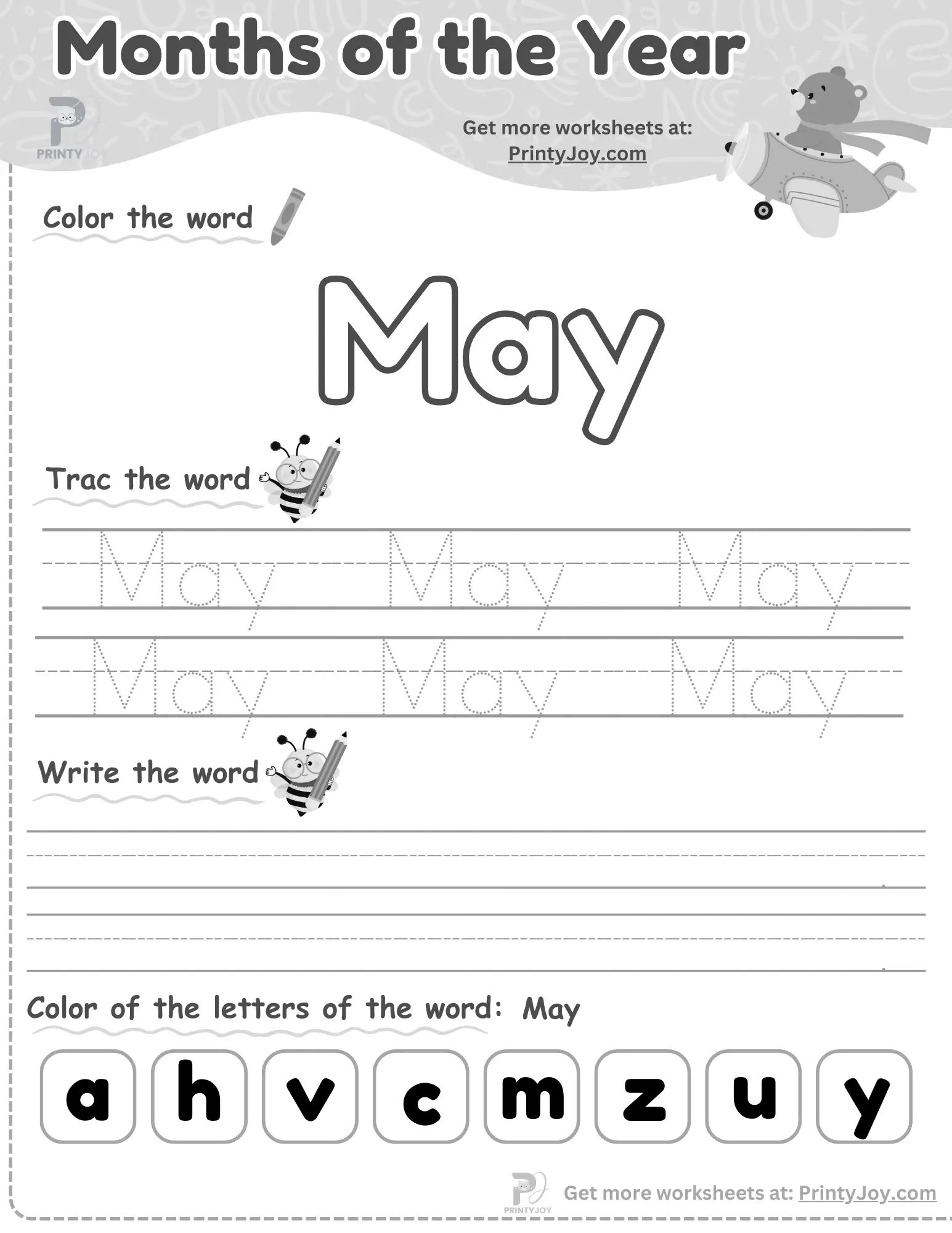 Months of the Year Worksheets For Kindergarten