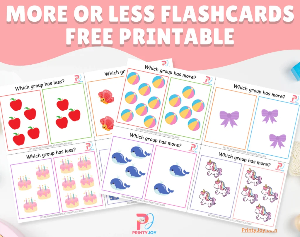 More or Less Flashcards Free Printable