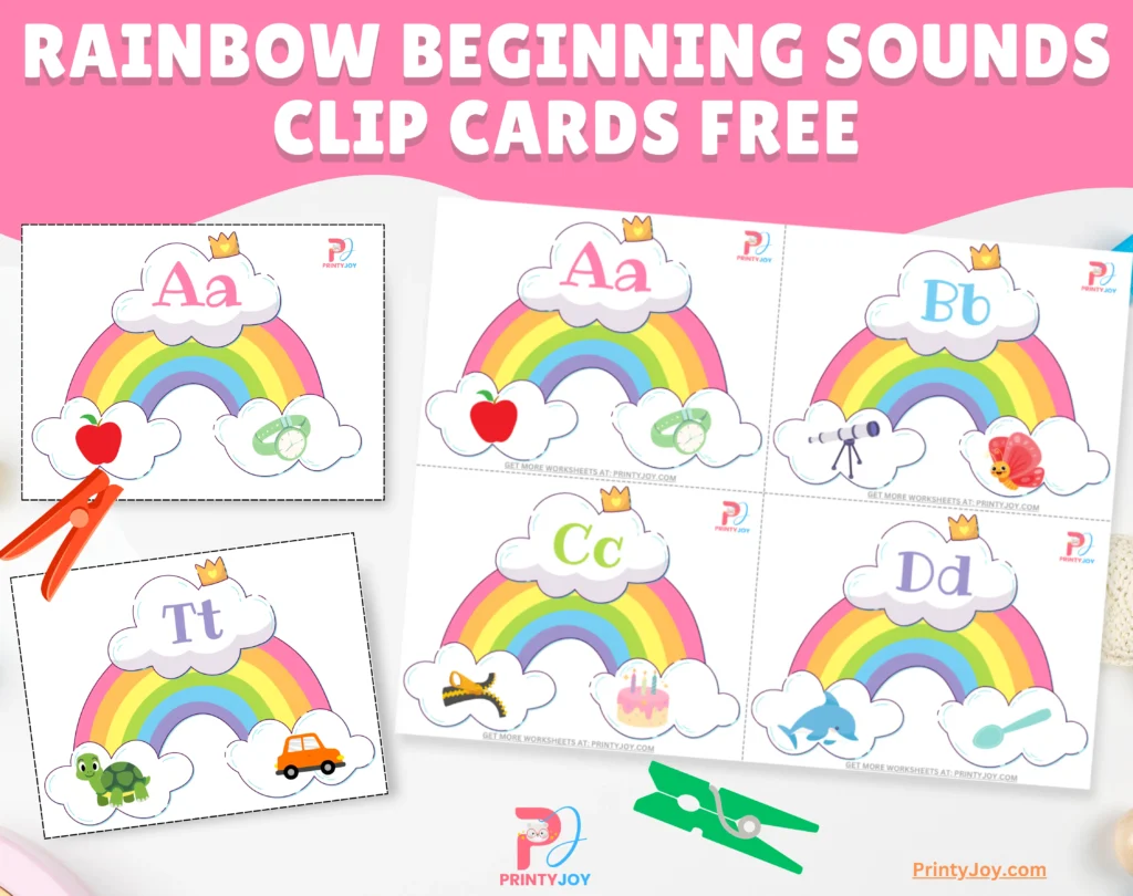 Rainbow Beginning Sounds Clip Cards Free