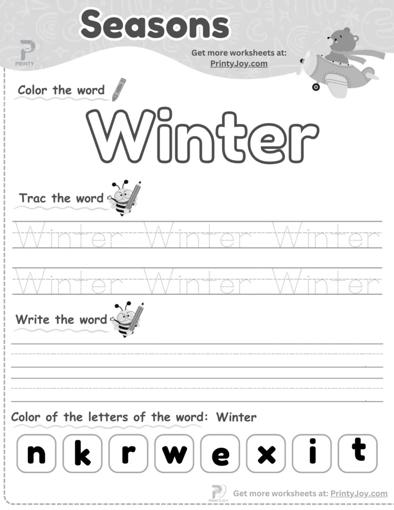 Seasons Worksheets For Kindergarten PDF Download