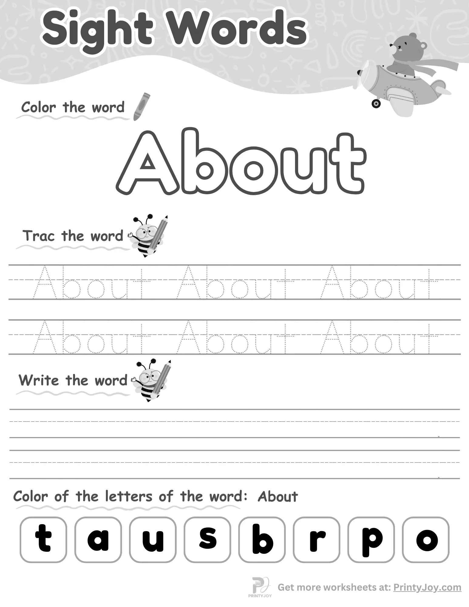 Sight Word Tracing Worksheets Free Printable