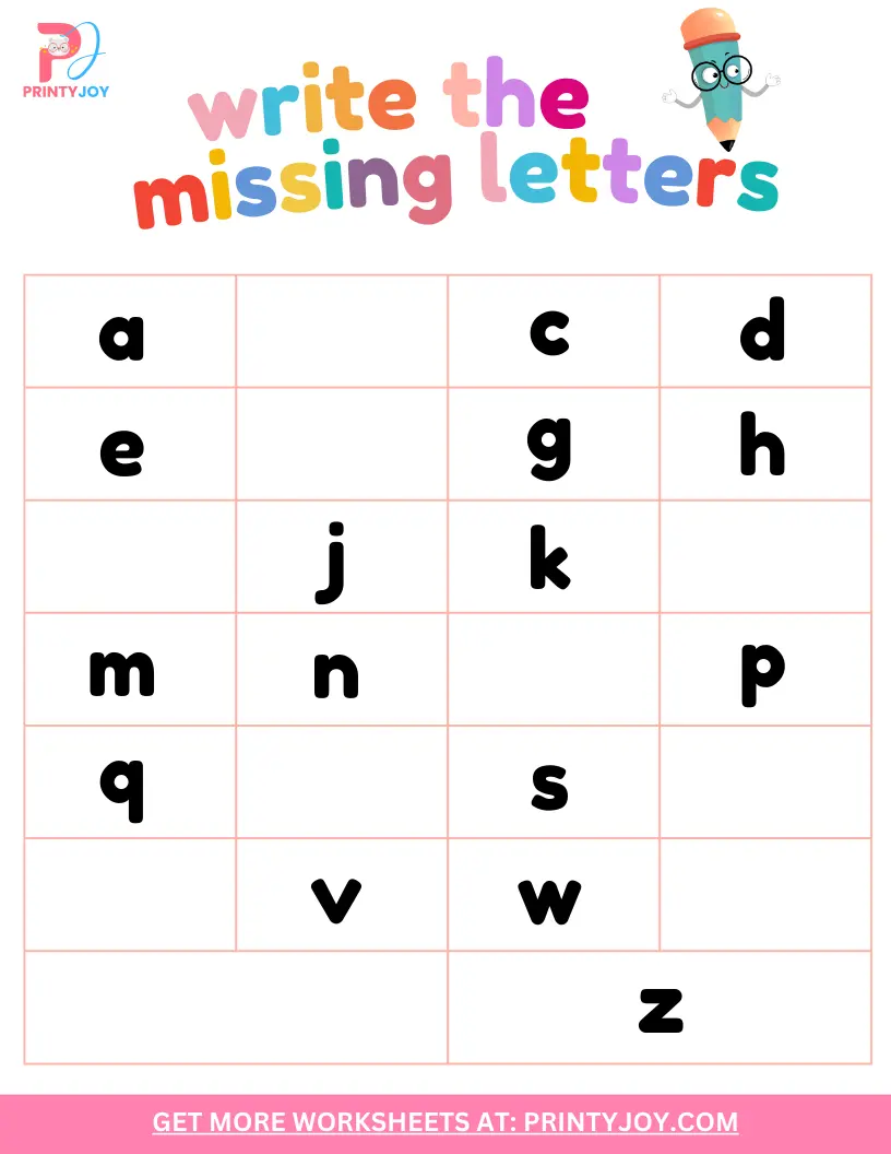 Alphabet Missing Letters Worksheets Free Printable