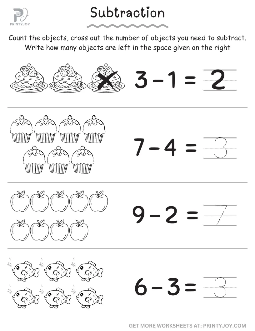 Kindergarten Subtraction Worksheets Free Printable