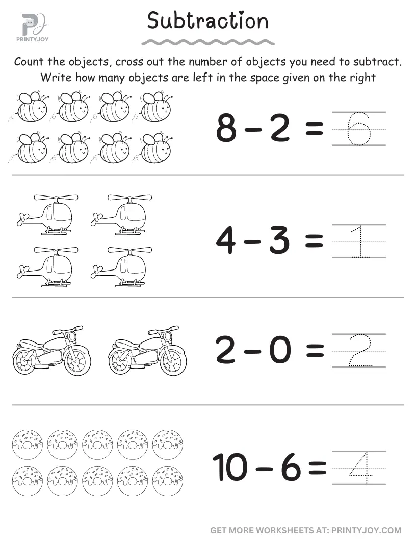 Kindergarten Subtraction Worksheets Free Printable