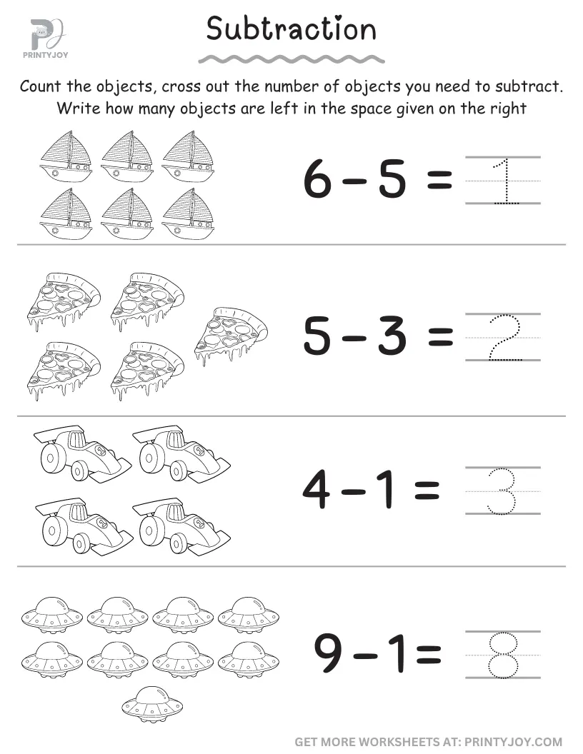 Subtraction Worksheets Free Printable for kids 