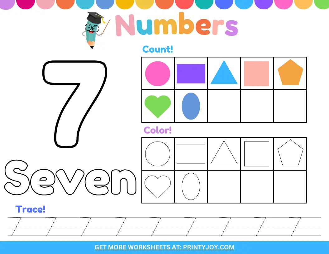 Preschool Number Worksheets Seven