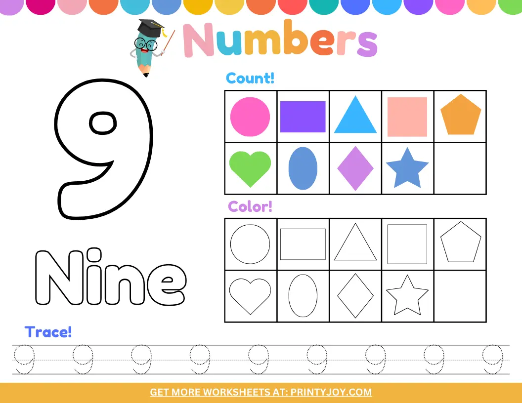 Preschool Number Worksheets Nine