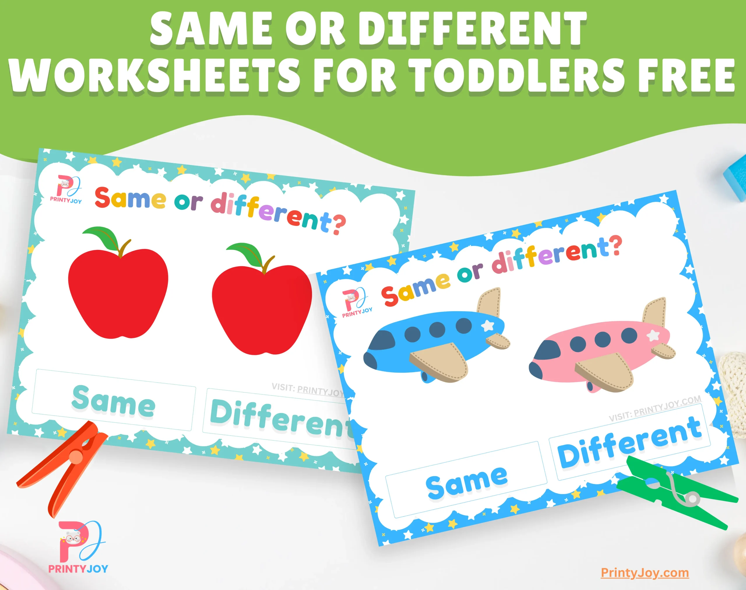 Same or Different Worksheets for Toddlers Free