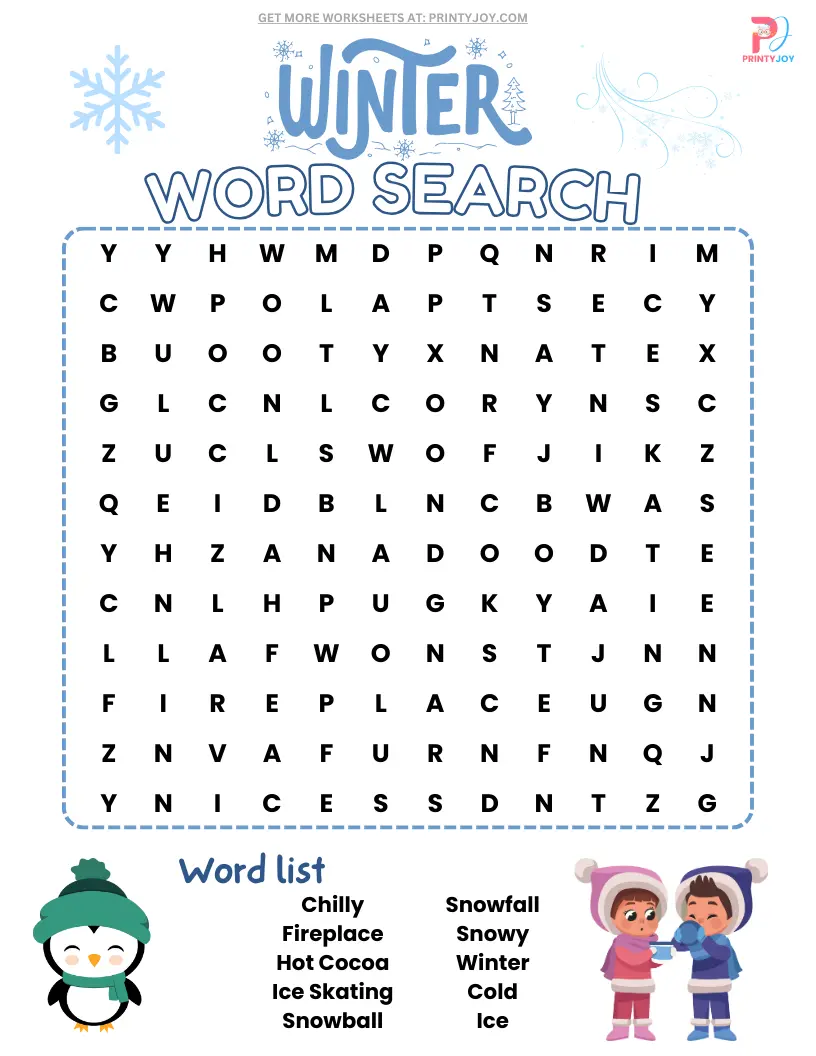 Winter Word Search Puzzles Free Printable